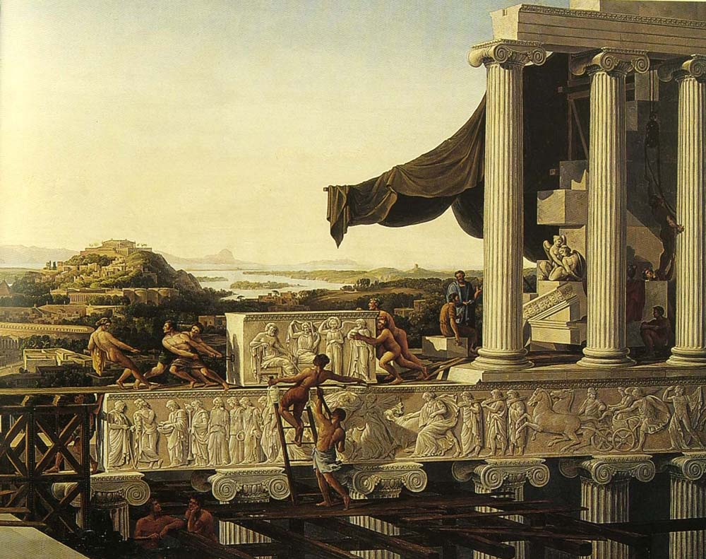 Karl Friedrich Schinkel, Blick in Griechenlands Bl&uuml;te, 1825 (Kopie von Wilhelm Ahlborn, 1836), Ausschnitt. Staatliche Museen zu Berlin, Nationalgalerie