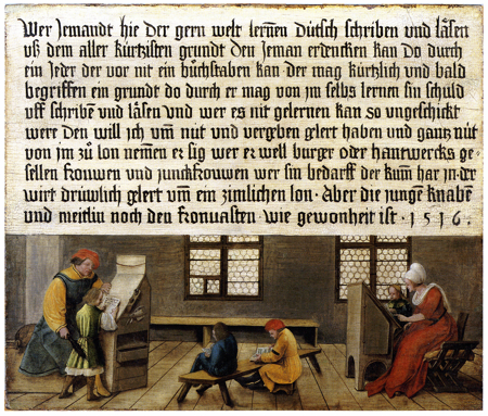 Ambrosius und Hans Holbein d. J.: Aush&auml;ngeschild eines Schulmeisters (1516). Kunstmuseum Basel