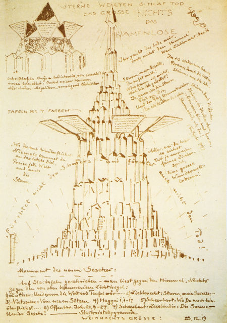 Bruno Taut, Monument der neuen Gesetze, aus:  Bruno Taut, 1880-1938, Architekt zwischen Tradition und Avantgarde, Winfried Nerdinger, Kristiana Hartmann, Matthias Schirren u. Manfred Speidel (Hrsg.), Stuttgart 2001, S. 90