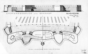 Empfangsgeb&auml;ude f&uuml;r den Hauptbahnhof Leipzig, &uuml;berarbeiteter Wettbewerbsentwurf, Februar 1921
